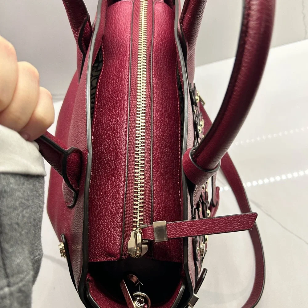 Henri Bendel Burgundy Floral Satchel - Picture 4 of 11